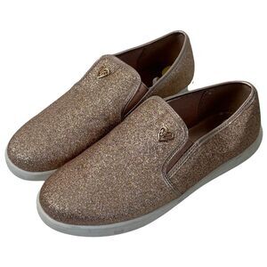 NWT Rose Gold Glitter Michael Kors Slip On Shoes Rubber Sneakers Girls Size 5